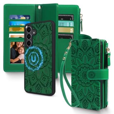 Imagem de Harryshell Capa carteira destacável para Samsung Galaxy S25 FE compatível com Magsafe RFID com compartimentos para cartão com bloqueio de RFID, capa de telefone removível, bolsa com zíper, alça de