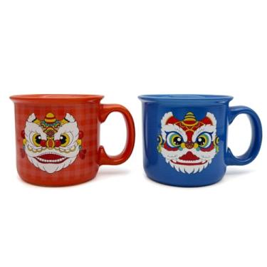 Imagem de COLOR MAGIC Canecas de café de 400 ml, canecas de café de cerâmica, LIONDANCING