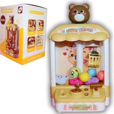 Imagem de Mini Máquina de Pegar Ursinhos e Bichinhos de Pelúcia Infantil com Luz e Som USB Brinquedo Educativo (Marrom)