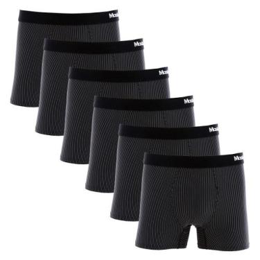 Imagem de Kit 6 Cuecas Boxer Mash Microfibra Risca de Giz 045.00, Preto, M
