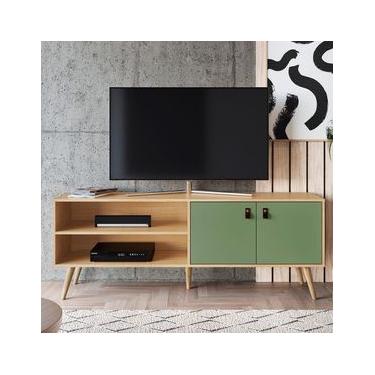 Imagem de Rack Genialflex Amber com 2 Portas, 160 cm de Largura, Ideal para TV de até 60" Verde