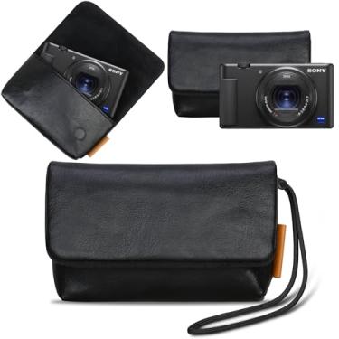 Imagem de Lacdo Bolsa De Transporte Para Câmaras Digitais Sony Zv-1 / Zv-1f / Zv-1 Ii, Bolsa De Proteção Em Pele Macia Para Câmaras De Viagem, Bolsa De Câmaras Sony Zv-1 Zv-1f Zv-1 Ii Com Correia De Pulso,Preto