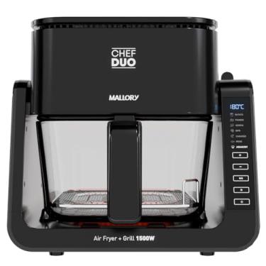 Imagem de Fritadeira Elétrica Mallory Chef Duo 2 em 1 (Air Fryer e Grill) - 1500W, Temperatura até 200°C, Cuba de Vidro Temperado com 4L, Cesto para Grill em Aço Inox com 1,5L - 220V