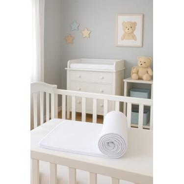 Imagem de Manta Cueiro Malha 100% Algodão Branco (80x90cm). Hipoalergênico, Acabamento em Viés, Ideal para Bebê