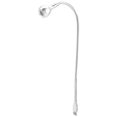 Imagem de Generic Usb Led Portátil Lâmpada de Mesa Flexível Pescoço Metal Escudo 1w Luz para Estudo Escritório Em Casa, Prata + Branco Puro (Luz Branca)