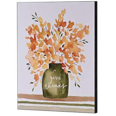 Imagem de Dicksons Decoração de placa cristã inspiradora para pendurar na parede para casa vaso de flores MDF 28 x 35,5 cm, dê graças