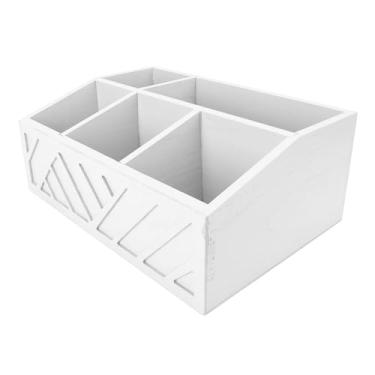 Imagem de Organizador de saquinhos de chá, caixa de armazenamento multifuncional de madeira para bancadas de cozinha, cápsulas de café, copos de papel, resistente, durável, design que (Branca)