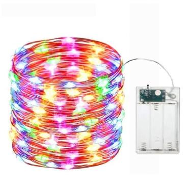 Imagem de 1 unidade de luzes LED de fada de 5 m, alimentado por bateria 3AA, adequado para festas de casamento, Natal, etc. Modo constante e intermitente, quatro cores