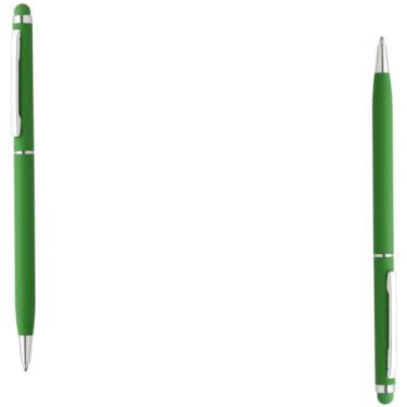 Imagem de Caneta Esferográfica Retrátil com Ponta Touch, Corpo Emborrachado, Escrita Azul, 0.5mm, Material Plástico, Ambidestra (Kit 2 Verde)