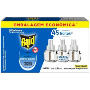 Imagem de Refil de Repelente Elétrico Líquido Raid Proteção Contínua 32,9ml 3 Un