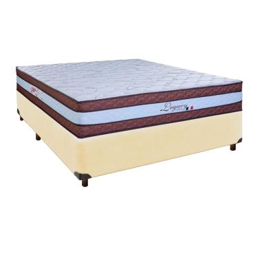 Imagem de Cama Box Bege Casal + Colchão Molas Ensacadas Legaccy Paropas