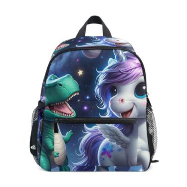 Imagem de GAIGEO Cute Unicorn Dino Space Mini Backpack for Kids with Whistle, Adjustable Chest Strap, Toddler Backpack for Girls Lightweight & Compact for Ages 3-8