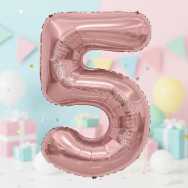 Imagem de 1 balão número metálico rosa de 81 cm, balão reutilizável de alumínio para decorações de festa de aniversário e aniversário