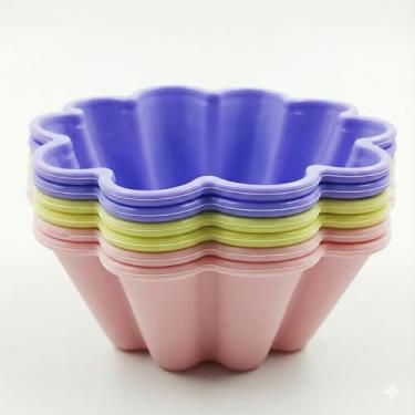 Imagem de Kit Conjunto Forma Forminhas em Flor de Silicone para Cupcake 60ml cada para Mini Bolo Forno Air Fryer Muffin Assadeira Antiaderentes Reutilizáveis Resistente ao Calor