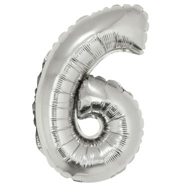 Imagem de BALAO METALIZADO C/CANUDO 16" PRATEADA NUMERO 6