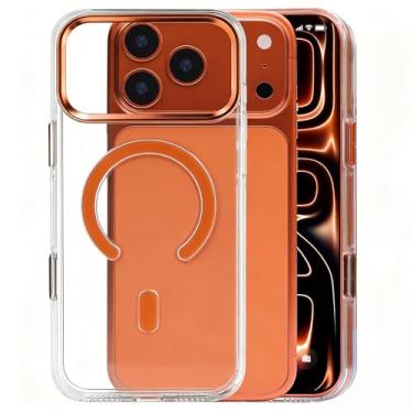 Imagem de Yuanqichuanglian Capa para iPhone 17 Pro Max, transparente, magnética, 6,9 polegadas, antiamarelamento, resistente, à prova de choque, capa de celular transparente