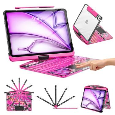 Imagem de Capa transparente com teclado sem fio para iPad Air de 13 polegadas (M3/M2, 2025/2024)/iPad Pro 12,9 polegadas (6/5/4/3 gerações) 2018 2020 2021 2022, retroiluminado em 7 cores, suporte para lápis e