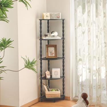 Imagem de MaxSmeo Prateleira de canto, estante de livros de coner de 5 camadas, prateleiras de exibição de canto elegantes para quarto, banheiro, cozinha, sala de estar (cinza carvão)