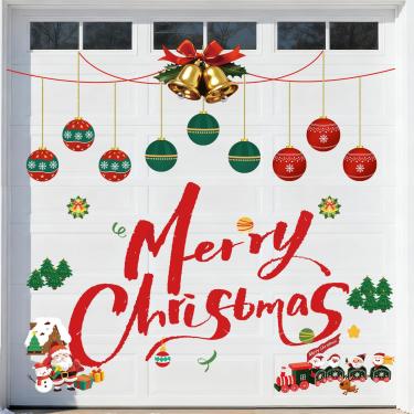 Imagem de Hopegiver Ímãs de decoração de porta de garagem de Natal - 38 peças magnéticas Feliz Natal, bola de Feliz Natal, Papai Noel, rena, árvore de Natal, sinos, boneco de neve para decoração de cozinha de
