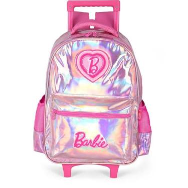Imagem de Mochila Infantil com Rodinha Barbie PINK Holográfico G - Luxcel