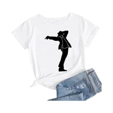 Imagem de Camiseta Gráfica plus Size Feminina Michael Jackson Estilo Harajuku Ro