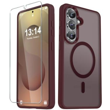 Imagem de YENAPOON Capa para Samsung Galaxy S26+ Plus, capa magnética fosca [atualizada em 2026] com 1 protetor de tela, suporte para MagSafe, proteção militar à prova de choque, parte traseira fosca