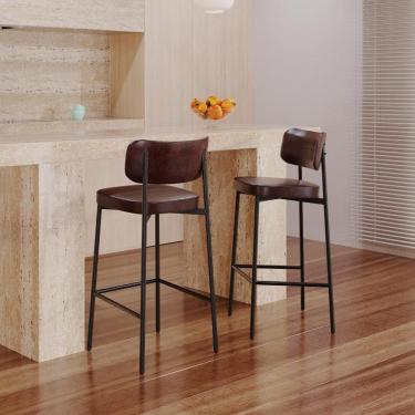 Imagem de Banqueta Alta Revestimento Sintetico Alloa Est. Preta