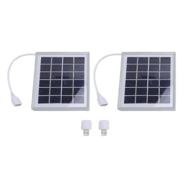 Imagem de 2 pçs painel solar monocristalino carregador solar usb 5w portátil lâmpada led solar para acampamento caminhadas aventuras ao ar livre (Cinza)