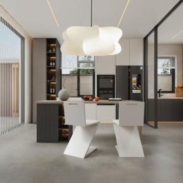 Imagem de Luminária pendente minimalista, abajur em imitação de seda japonesa, estilo Wabi Sabi, iluminação criativa para sala de estar, sala de jantar ou cafeteria.