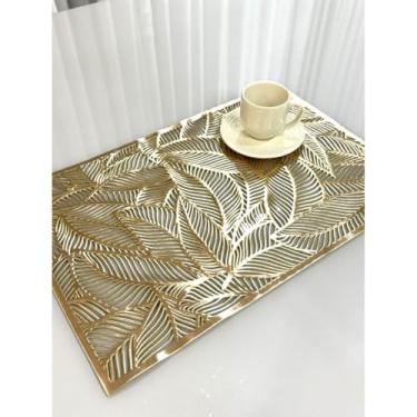 Imagem de Jogo Americano Mesa Posta Impermeável Redondo ou Retangular para Jantar e Eventos – Kit 4 ou 6 Lugares Decorativo Luxo (29. Dourado 2,6 unidades)