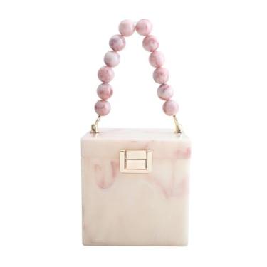 Imagem de FFHAO Bolsa de acrílico com personalidade moderna pequena bolsa quadrada para celular, Damasco, 12x12x12cm