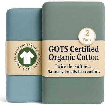 Imagem de SNOO Lençóis de berço orgânicos GOTS - Algodão turco Aegean Heritage 200 g/m2 - Sinta a qualidade ao primeiro toque - Berço Halo/Colchão SNOO Smart Sleeper 100% algodão (pacote com 2) para meninos e