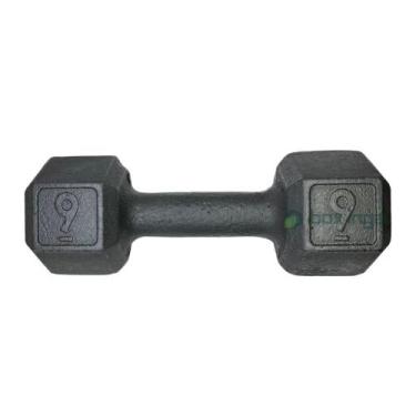 Imagem de Halter Sextavado de Ferro Fundido Pintado - 9 Kg - BOX INGÁ