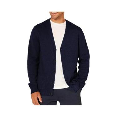 Imagem de Cardigan Masculino Oversized De Manga Longa Com Decote Em V, Suéter De