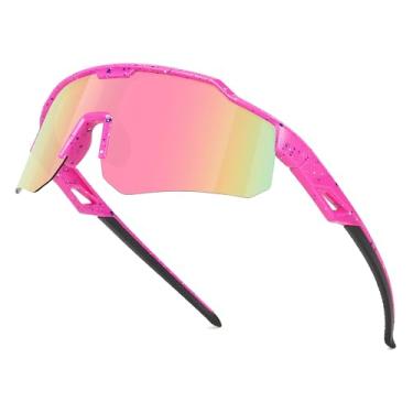 Imagem de Ofwin Óculos de sol esportivos juvenis polarizados para meninos e meninas, crianças, softball, ciclismo, corrida, idade 5-15, Armação rosa/lente espelhada rosa roxa, standard