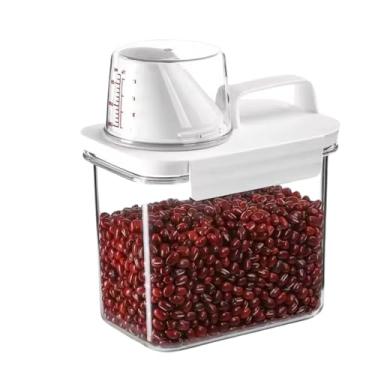 Imagem de Pote Hermético Dispenser 1,1L com Tampa com Trava e Copo Medidor BPA Free Premium, Ideal para Armazenar Sabão em Pó, Arroz, Grãos e Mantimentos