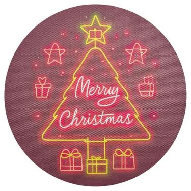 Imagem de xigua Jogo americano redondo de árvore de Natal, conjunto de 4, tapete de mesa redondo antiderrapante resistente ao calor, tapetes de mesa de 48 cm para decoração de cozinha, jantar e festa