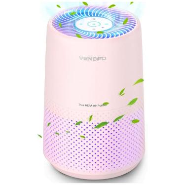 Imagem de Purificador de Ar VENDFO VF10, Filtro HEPA H13, Cobertura até 54m², Silencioso 24dB, 3 Velocidades, Saída 360°, Child Lock, Rosa, 110V