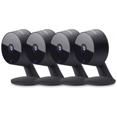 Imagem de Câmeras de Segurança Interna 1080P com Fio e Detecção de Movimentos, Visão Noturna, 4 Pcs, LaView, Preto
