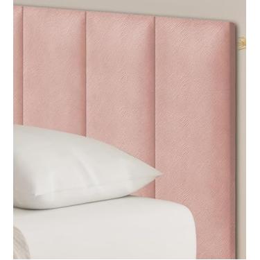 Imagem de Cabeceira Estofado Painel 1 Módulo 60x20cm Rosa Suede Cama Solteiro Casal Queen King