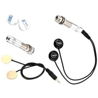 Imagem de Captador de guitarra piezo microfone de contato captador 2 transdutores para violão, violino, ukulele, bandolim, banjo, transdutor universal de instrumento acústico, cabo preto, equipamento de