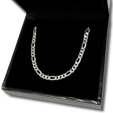 Imagem de Pulseira Masculina Prata 925 3x1 Figaro 3mm Pulso Legítima - Hakuna Jo