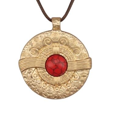 Imagem de Jeilwiy Colar de couro feminino descolado, gargantilha, cordão com pingente, joia estilo boho, Couro sintético, Sem Pedra Preciosa