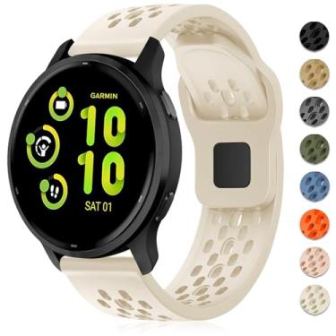 Imagem de Inhosper Pulseiras respiráveis compatíveis com Garmin Vivoactive 6/5/3/Venu/Venu Sq/Venu 2 Plus, pulseira esportiva de silicone macio de 20 mm para Garmin Forerunner 55/165/245/645 feminino e