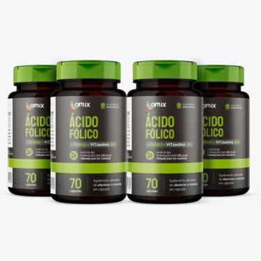 Imagem de Kit 4x -Ácido Fólico, Ferro e Vitamina B12-70 cápsulas-Unissex