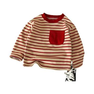 Imagem de Camiseta Listrada De Manga Comprida Para Bebês, Meninos E Meninas, Cas