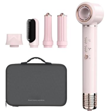 Imagem de GOKOCO Secador De Cabelo Com Escova Magnética Multifuncional 5 Em 1 De Alta Velocidade Alisamento E Ondulação De Ar Quen (Rosa-S1 PRO-220V)