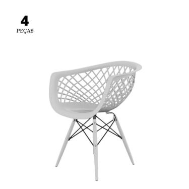 Imagem de Conjunto Com 4 Cadeiras Web Branca  Base Em Polipropileno