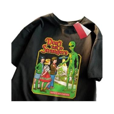 Imagem de Camiseta Unissex Oversized Respirável Com Estampa 'Não Fale Com Estran