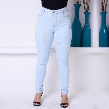 Imagem de Calça Clara Rasgada Feminina Jeans Com Levanta Bum Bum - Ss Jeans, 38